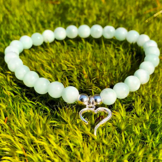 Minerální náramek larimar - SRDCE LARIMARU (stříbro Ag925)